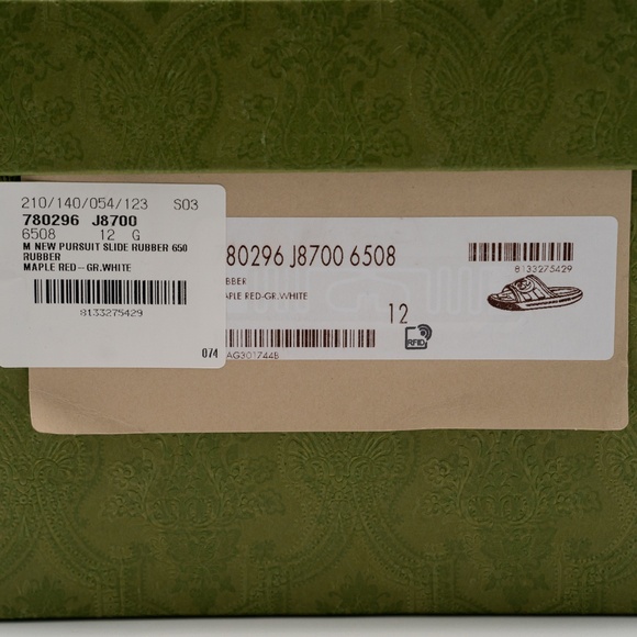 size 12G 12.5 US Gucci GG White Red Slides Sandals Interlocking Rubber - Picture 11 of 11